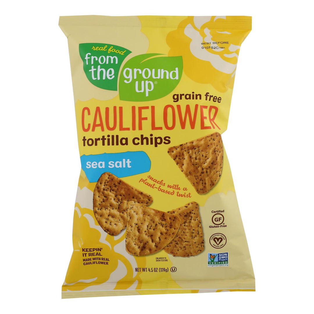 From The Ground Up - Tort Chips Clflwr Sea Salt - Case Of 12 - 4.5 Oz - Maras Green